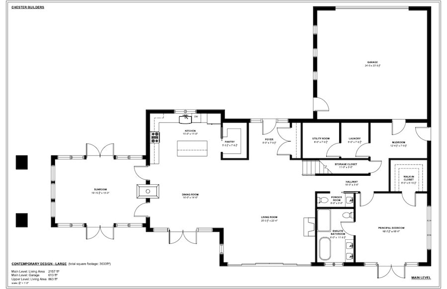 First Level Floor Plan of The Nest- Bowen's Brook Ocean Estates